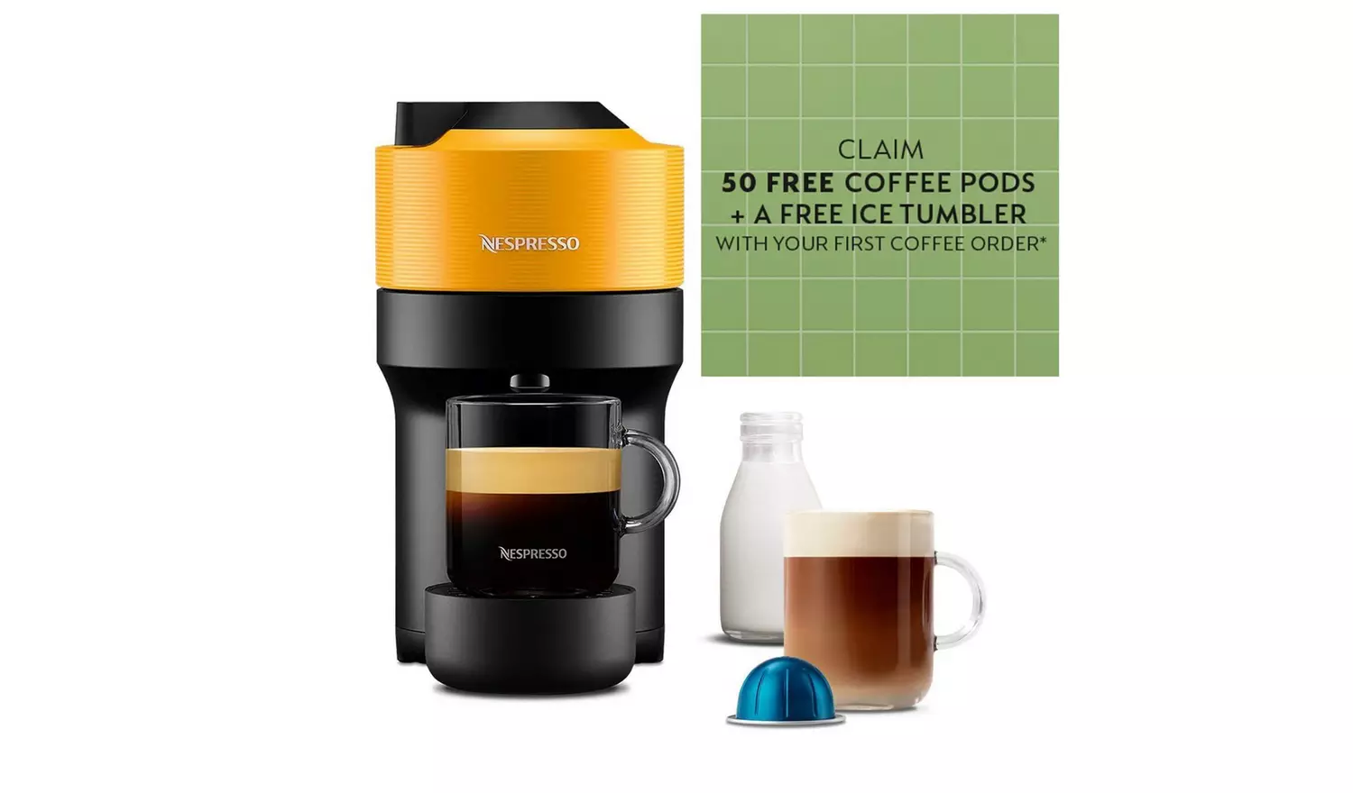 Nespresso Vertuo Pop by De'Longhi Pod Coffee Machine-Yellow