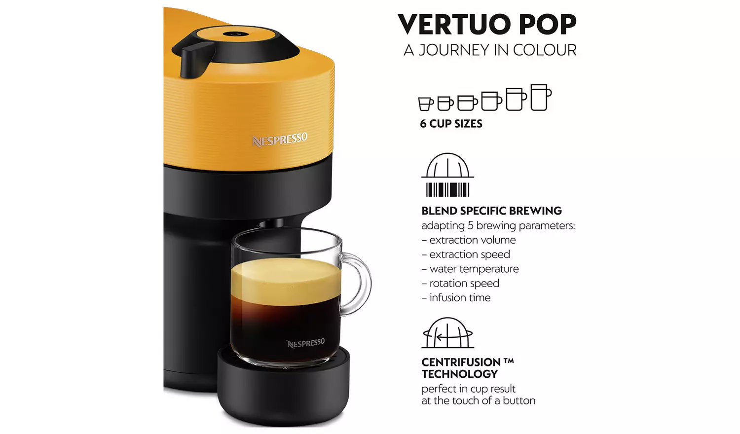 Nespresso Vertuo Pop by De'Longhi Pod Coffee Machine-Yellow