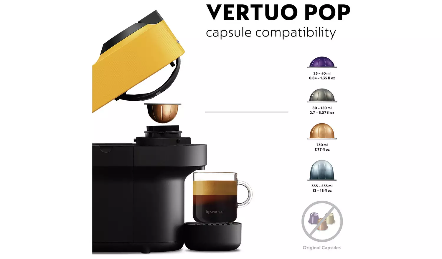 Nespresso Vertuo Pop by De'Longhi Pod Coffee Machine-Yellow