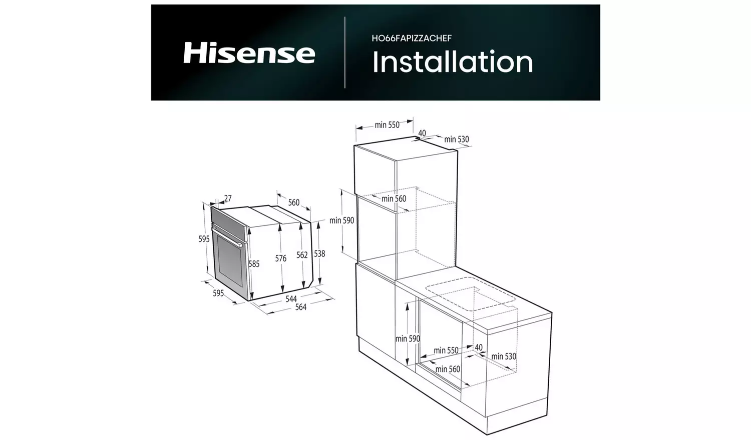 Hisense HO66FA Built In Single Electric Oven - Black