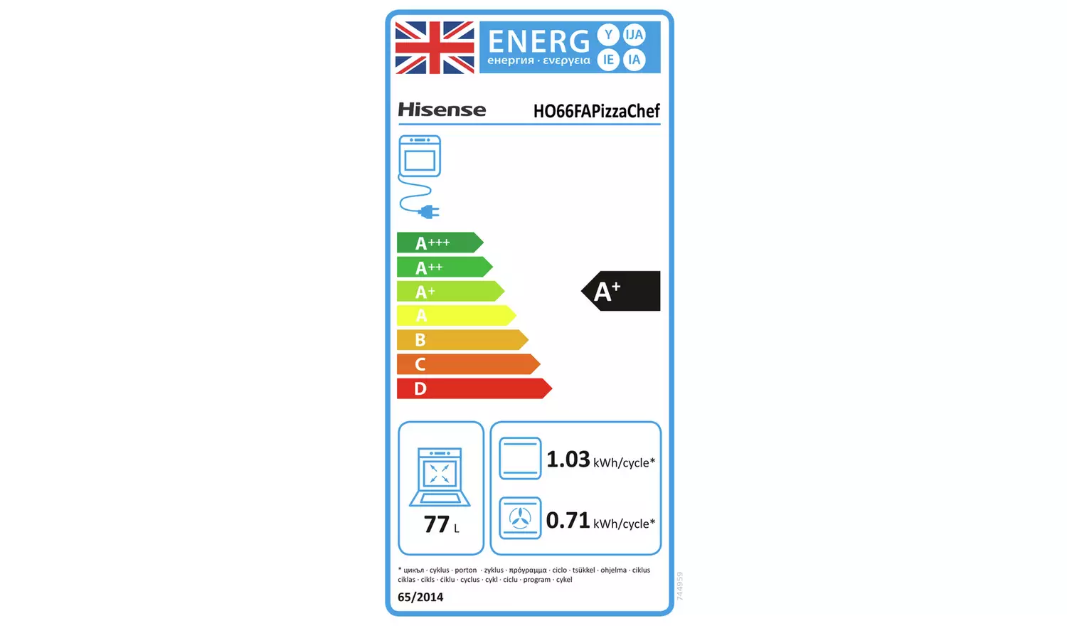 Hisense HO66FAPizzaChef Built In Single Electric Oven -Black