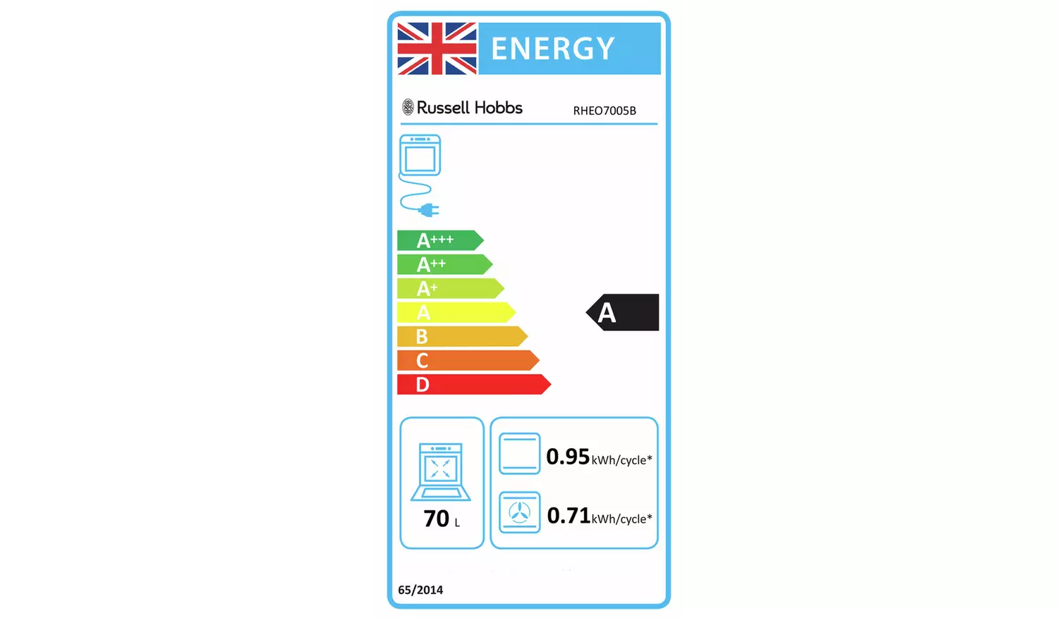 Russell Hobbs RHEO7005B Built In Single Electric Oven-Black