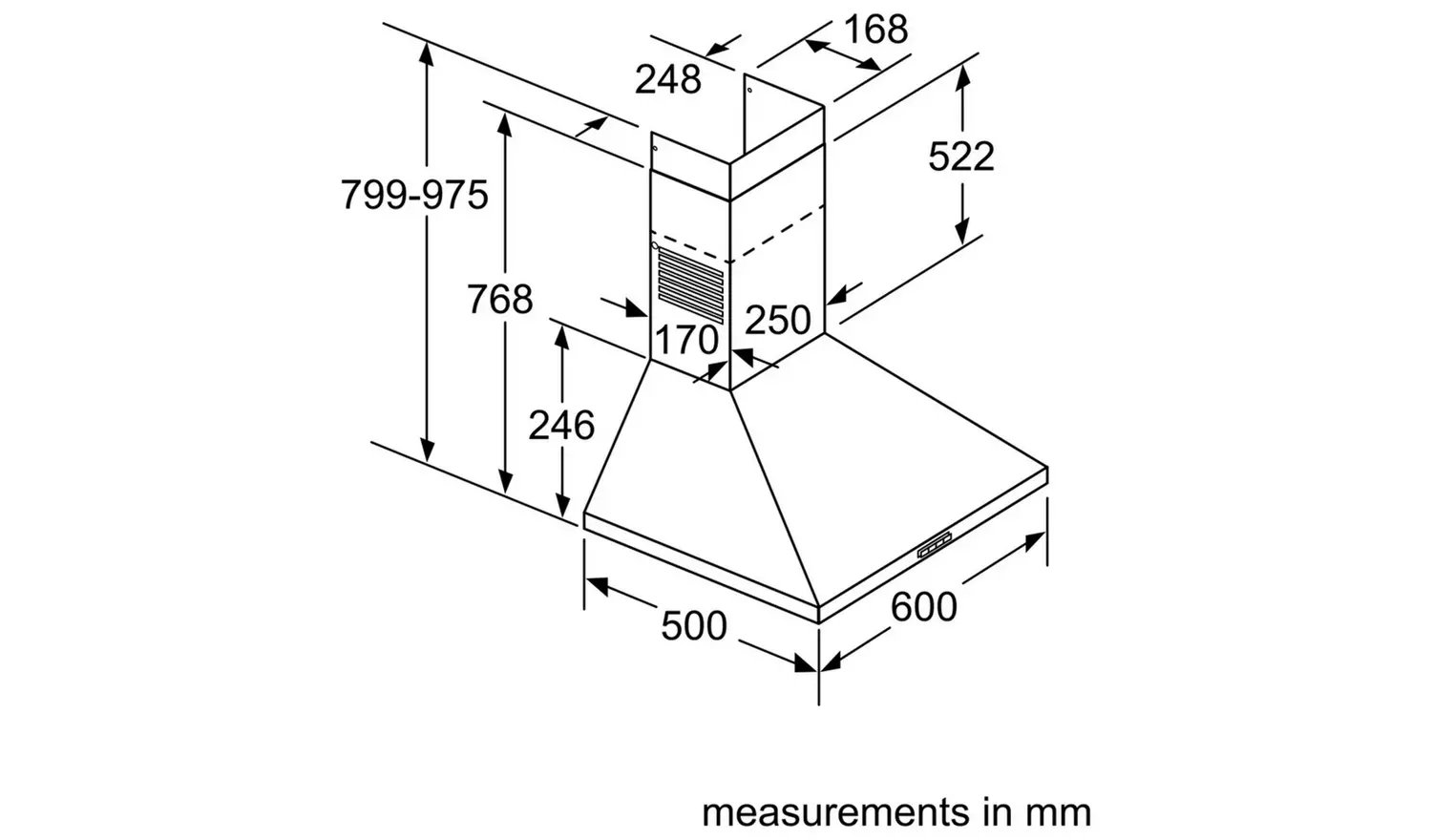 Bosch DWP64BC50B 60cm Chimney Hood - Stainless Steel