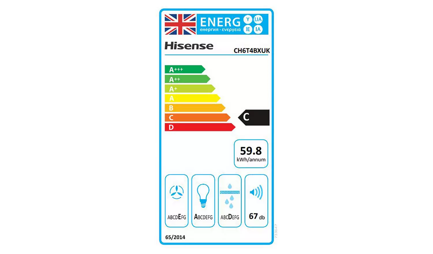 Hisense CH6T4BXUK 60cm Chimney Cooker Hood - Stainless Steel