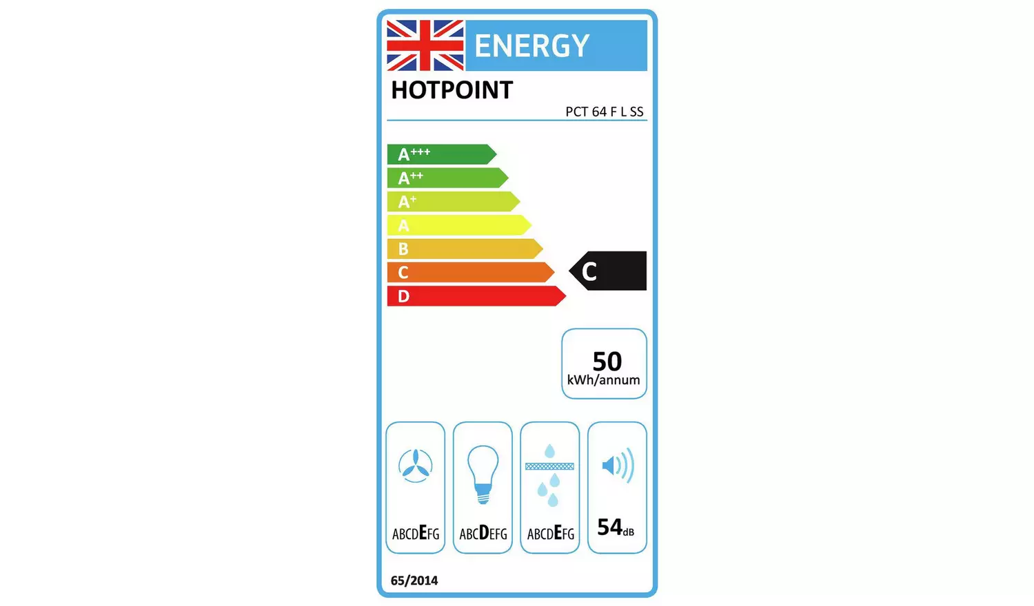 Hotpoint PCT 64 F L SS 53.40cmCooker Hood- Stainless Steel