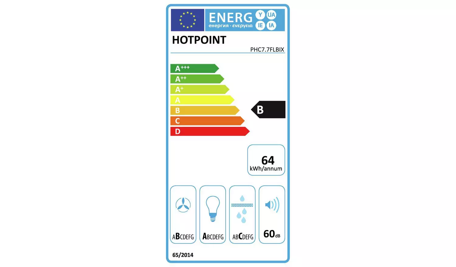 Hotpoint PHC7.7FLBIX Built-In Box Hood - Stainless Steel