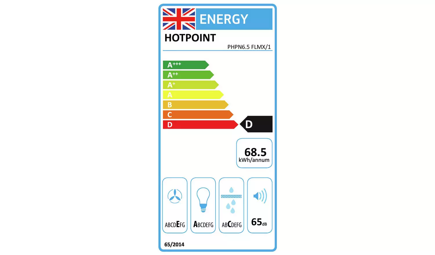 Hotpoint PHPN6.5FLMX/1 60cm Chimney Cooker Hood - S/Steel