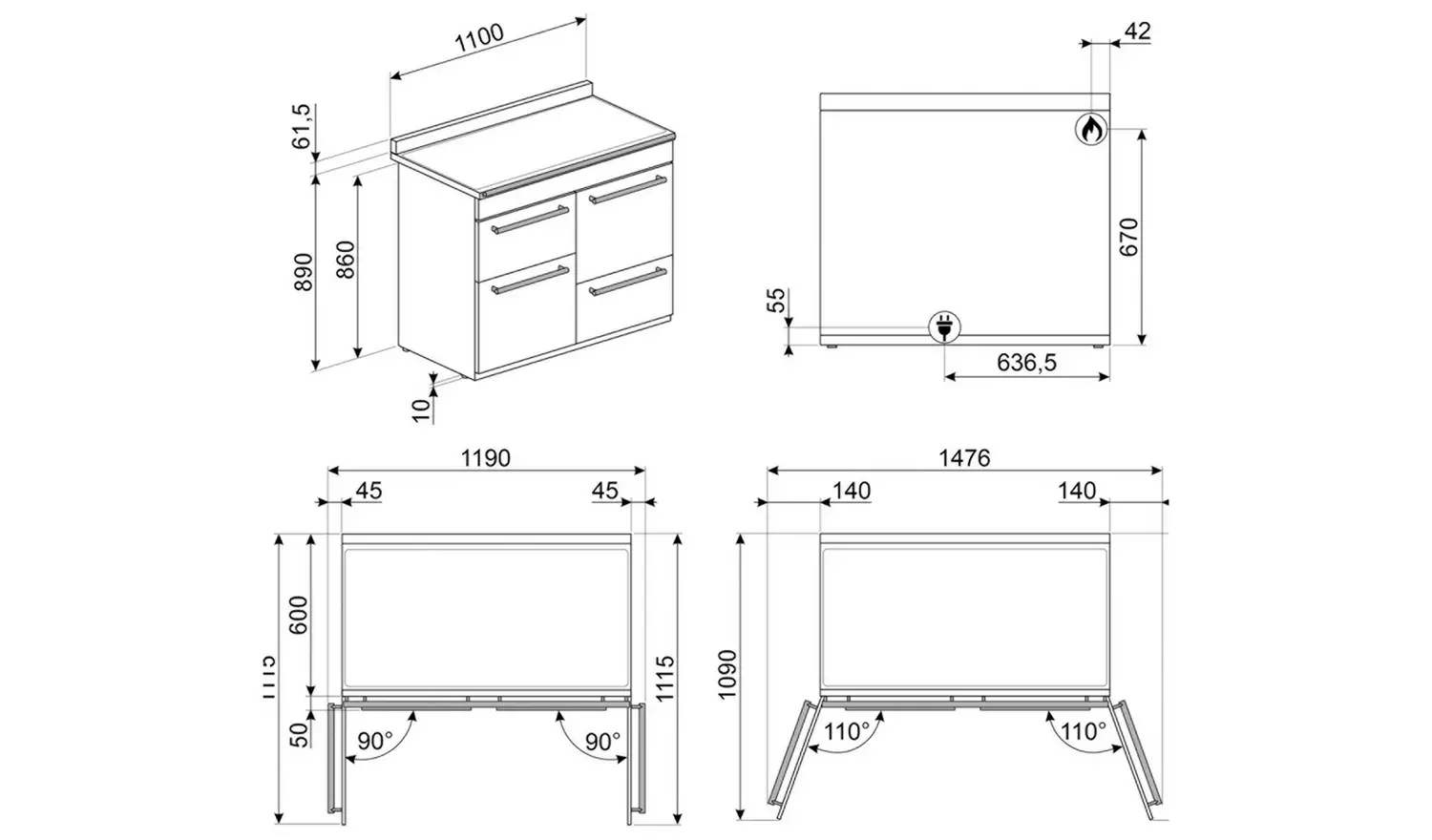 Smeg SYD4110-1 110cm Dual Fuel Range Cooker – S/Steel