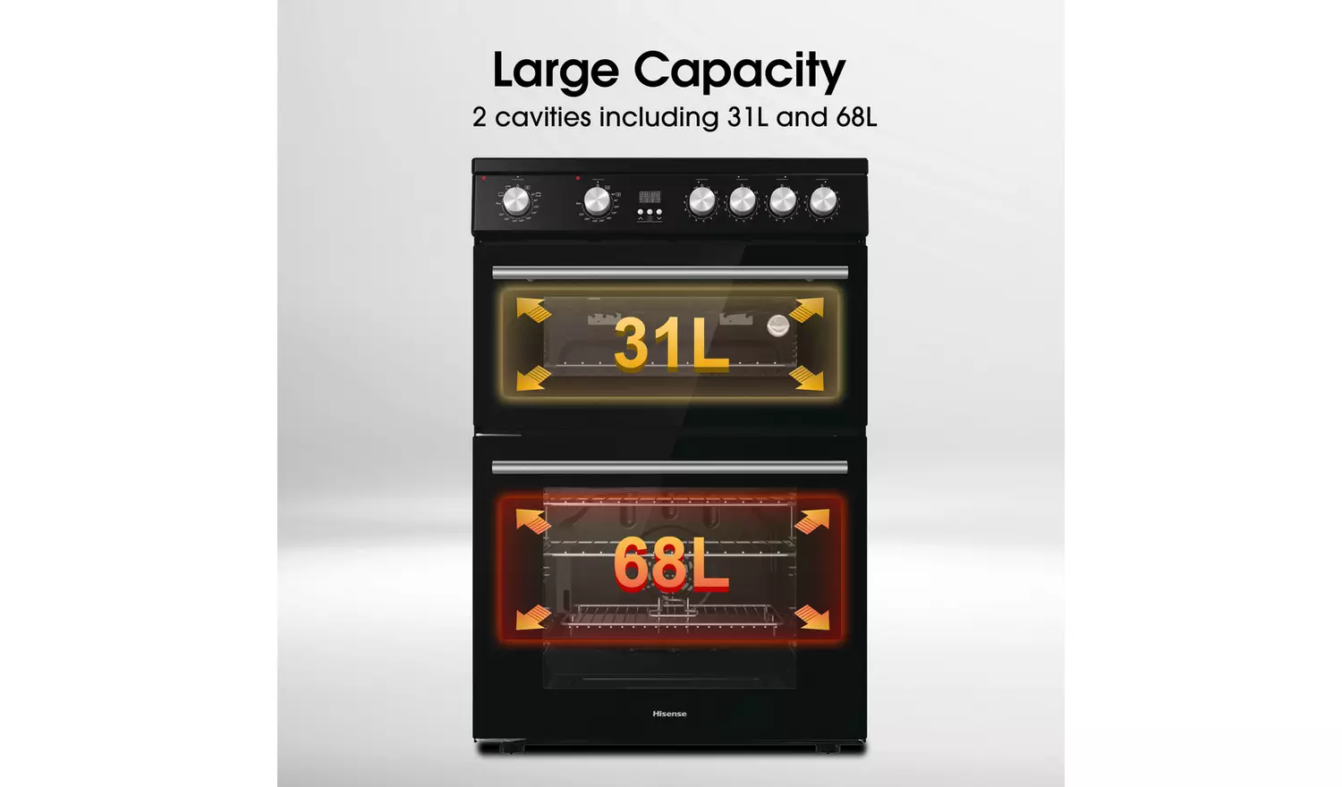Hisense HDE3211BIBUK 60cm Double Oven Electric Cooker -Black