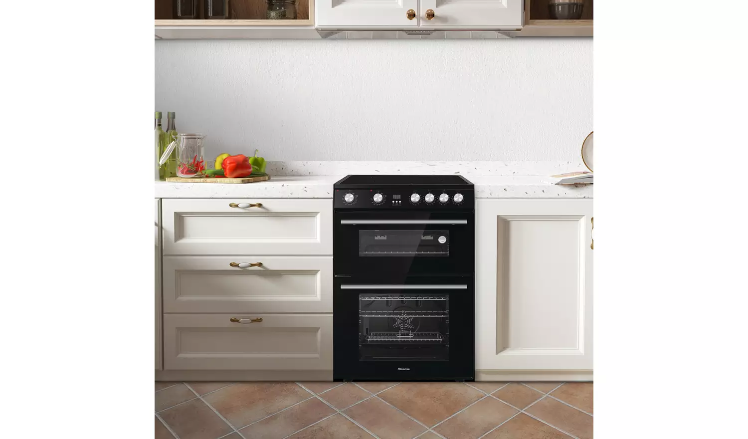Hisense HDE3211BIBUK 60cm Double Oven Electric Cooker -Black