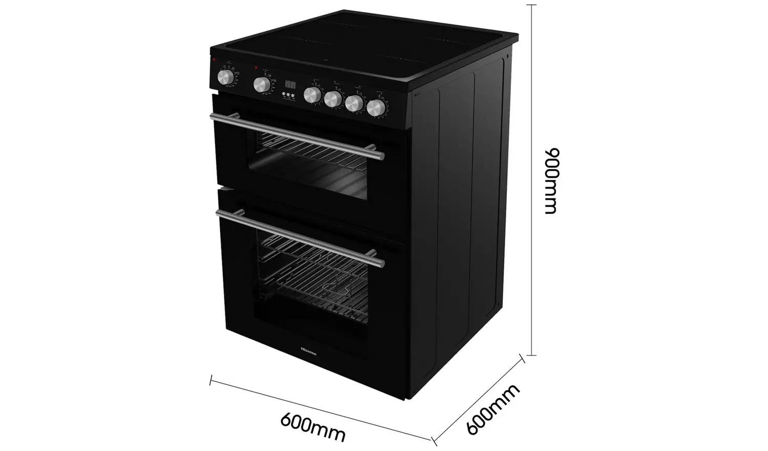 Hisense HDE3211BIBUK 60cm Double Oven Electric Cooker -Black