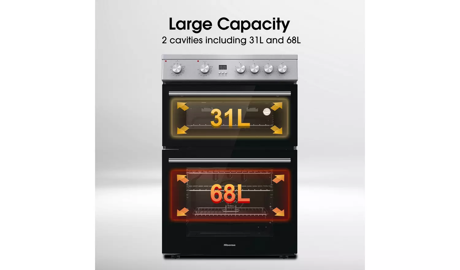 Hisense HDE3211BXUK 60cm Double Oven Electric Cooker-S/Steel
