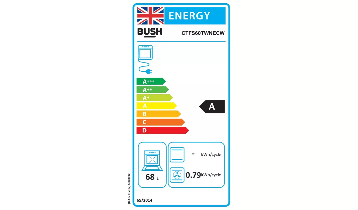Bush CTFS60TWNECW 60cm Twin Cavity Electric Cooker - White