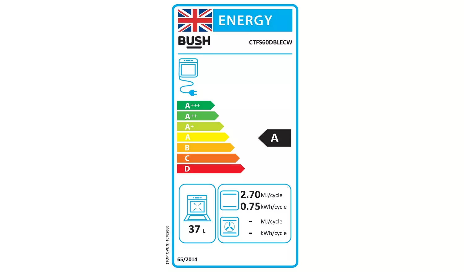 Bush CTFS60DBLECW 60cm Double Oven Electric Cooker - White