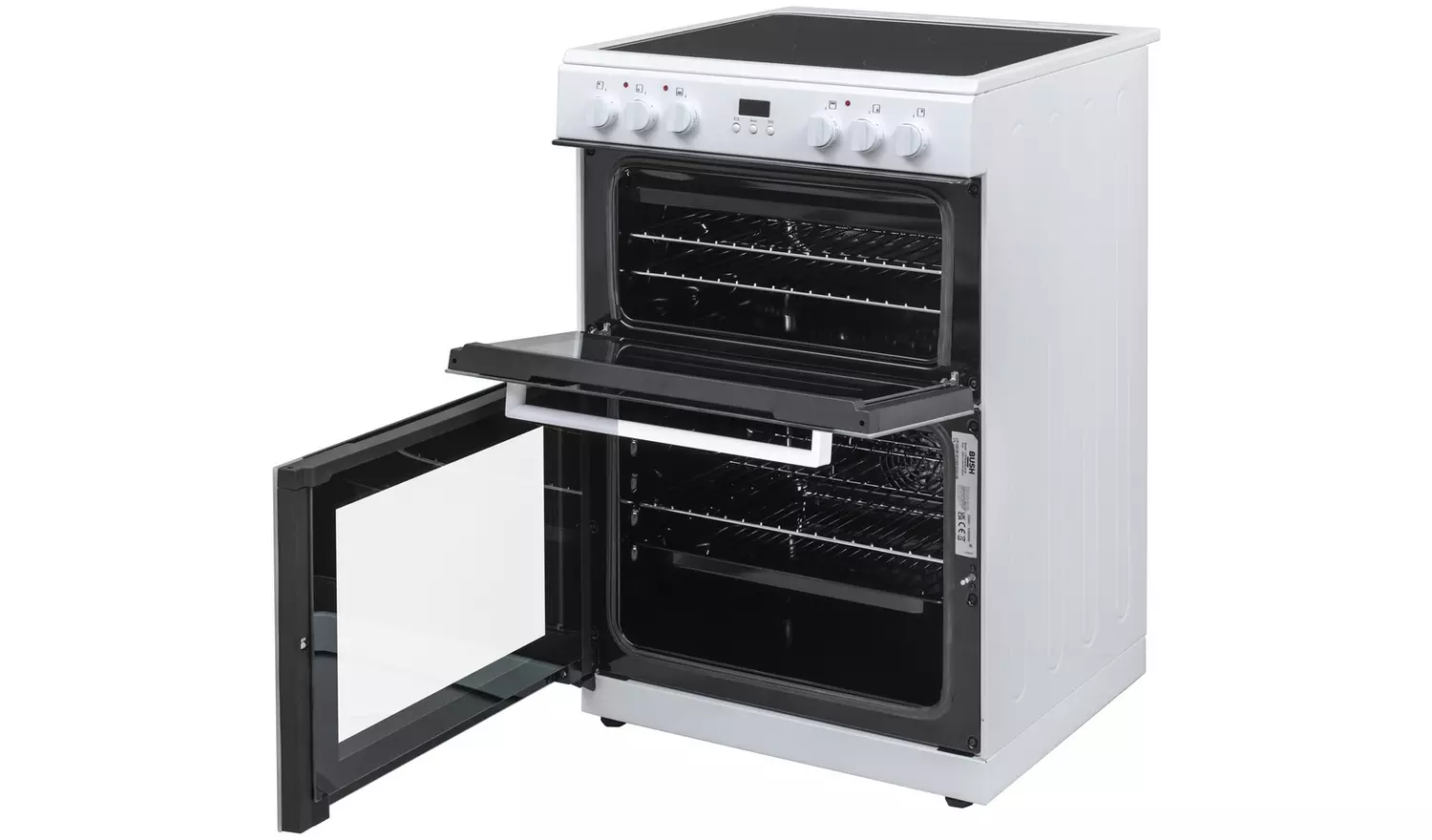 Bush CTFS60DBLECW 60cm Double Oven Electric Cooker - White