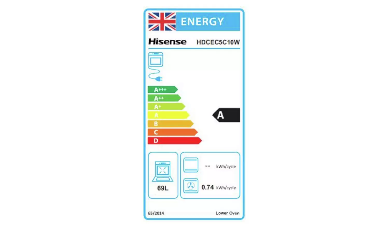 Hisense HDCEC5C10W Double Oven Electric Cooker - White