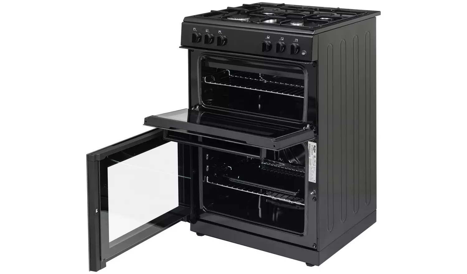 Bush CTFS60TWNGCB 60cm Twin Cavity Gas Cooker - Black