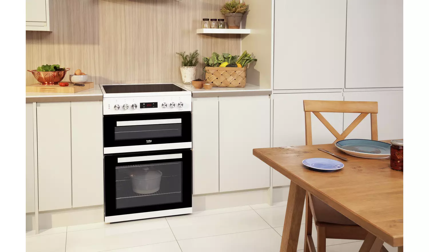 Beko KDC653W 60cm Double Oven Electric Cooker - White