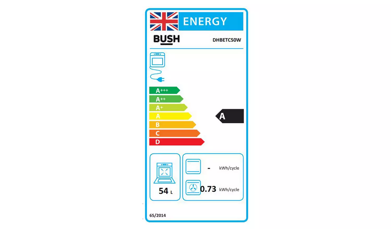 Bush DHBEDC50W 50cm Double Oven Electric Cooker - White