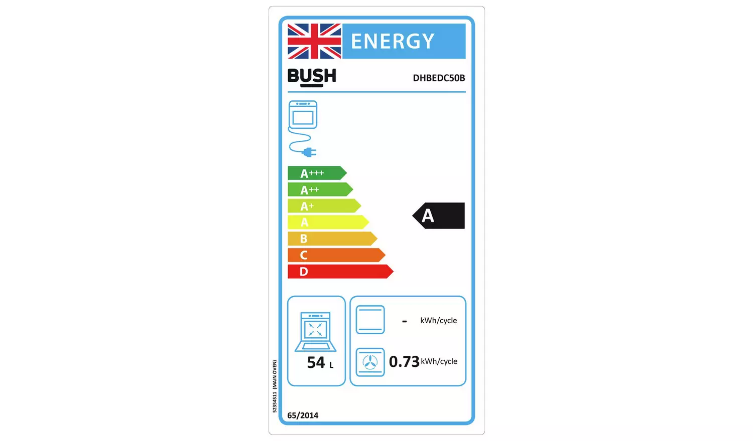 Bush DHBEDC50B 50cm Double Oven Electric Cooker - Black