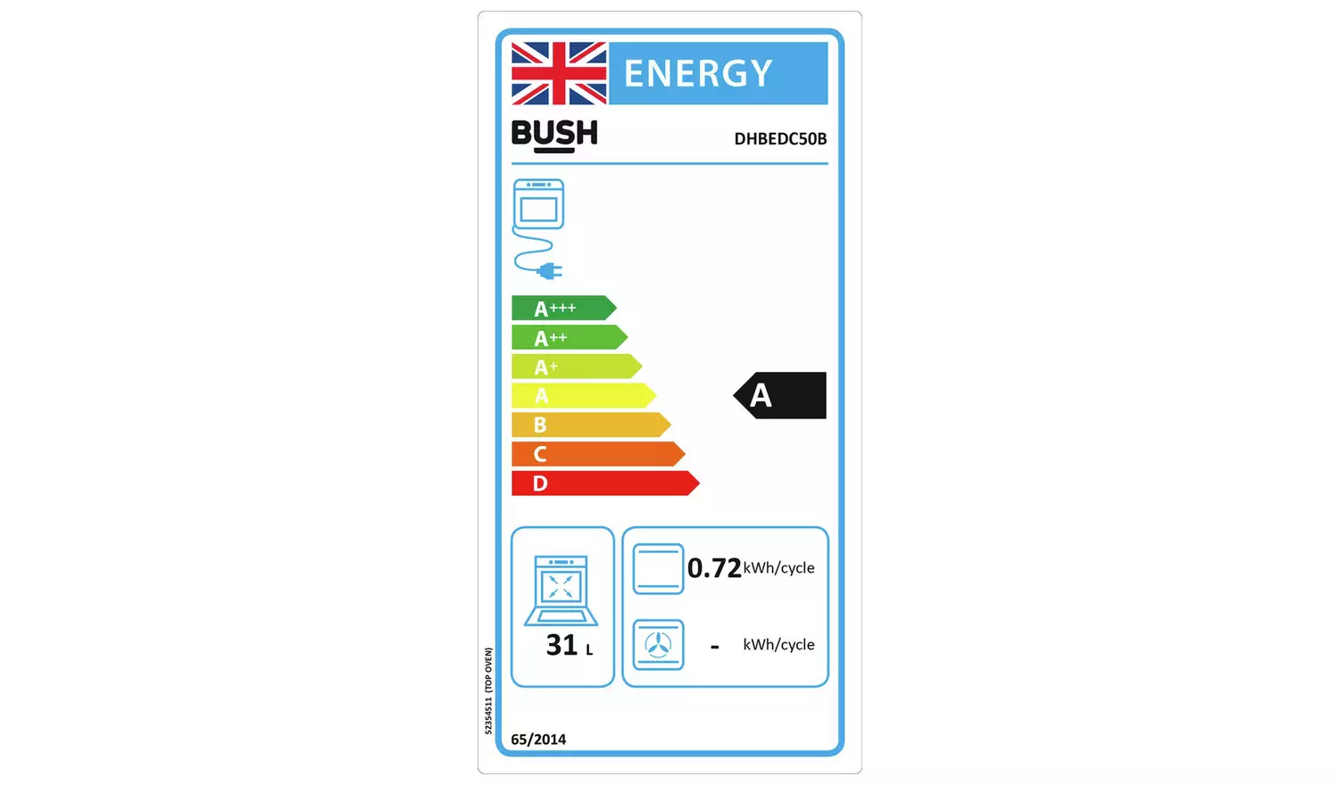 Bush DHBEDC50B 50cm Double Oven Electric Cooker - Black