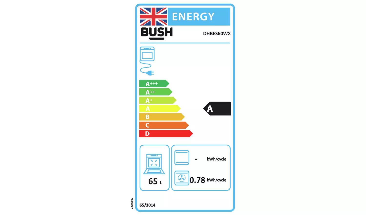 Bush DHBES60WX 60cm Single Electric Cooker - White
