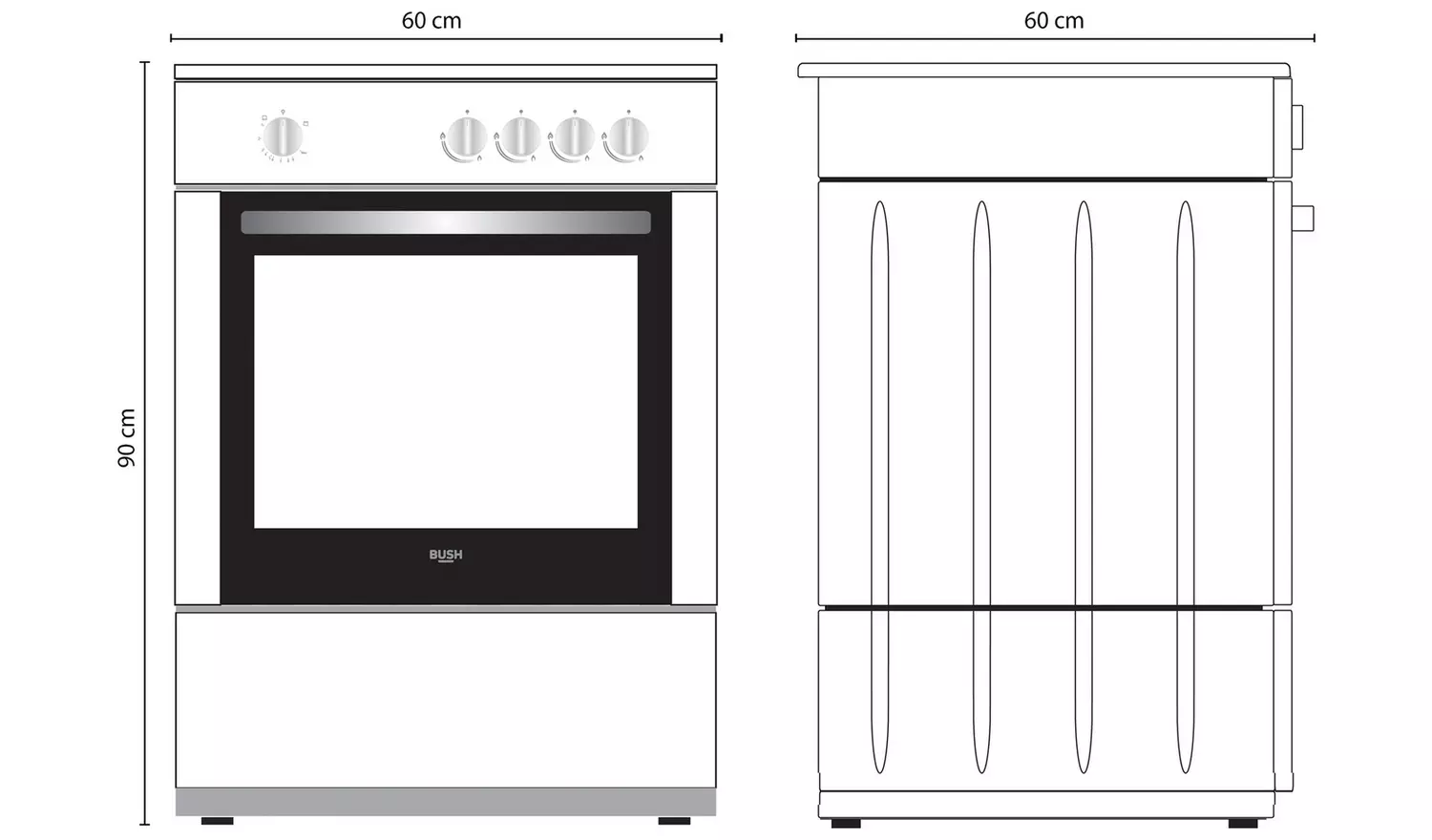 Bush BGC60SWX 60cm Single Gas Cooker - White