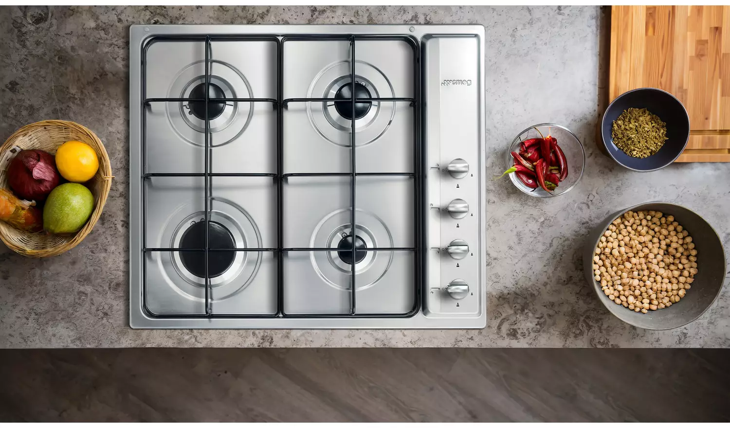 Smeg Cucina S64S 60cm Gas Hob - Stainless Steel