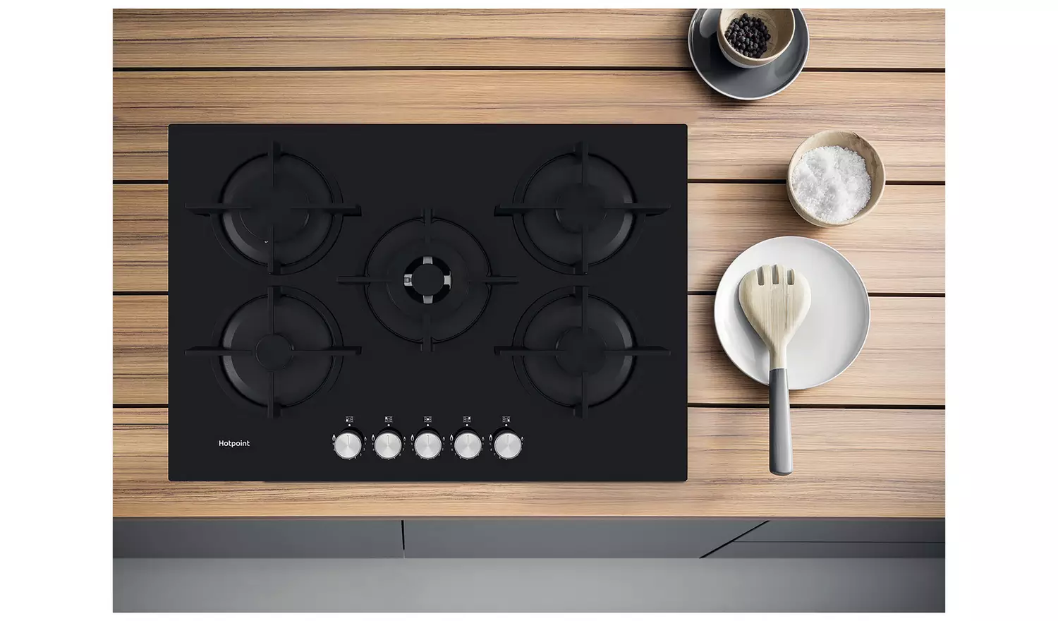 Hotpoint HGS 72 S BK Gas Hob - Black