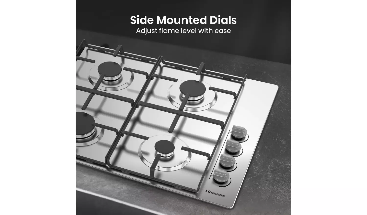 Hisense GM642XHS Gas Hob - Stainless Steel