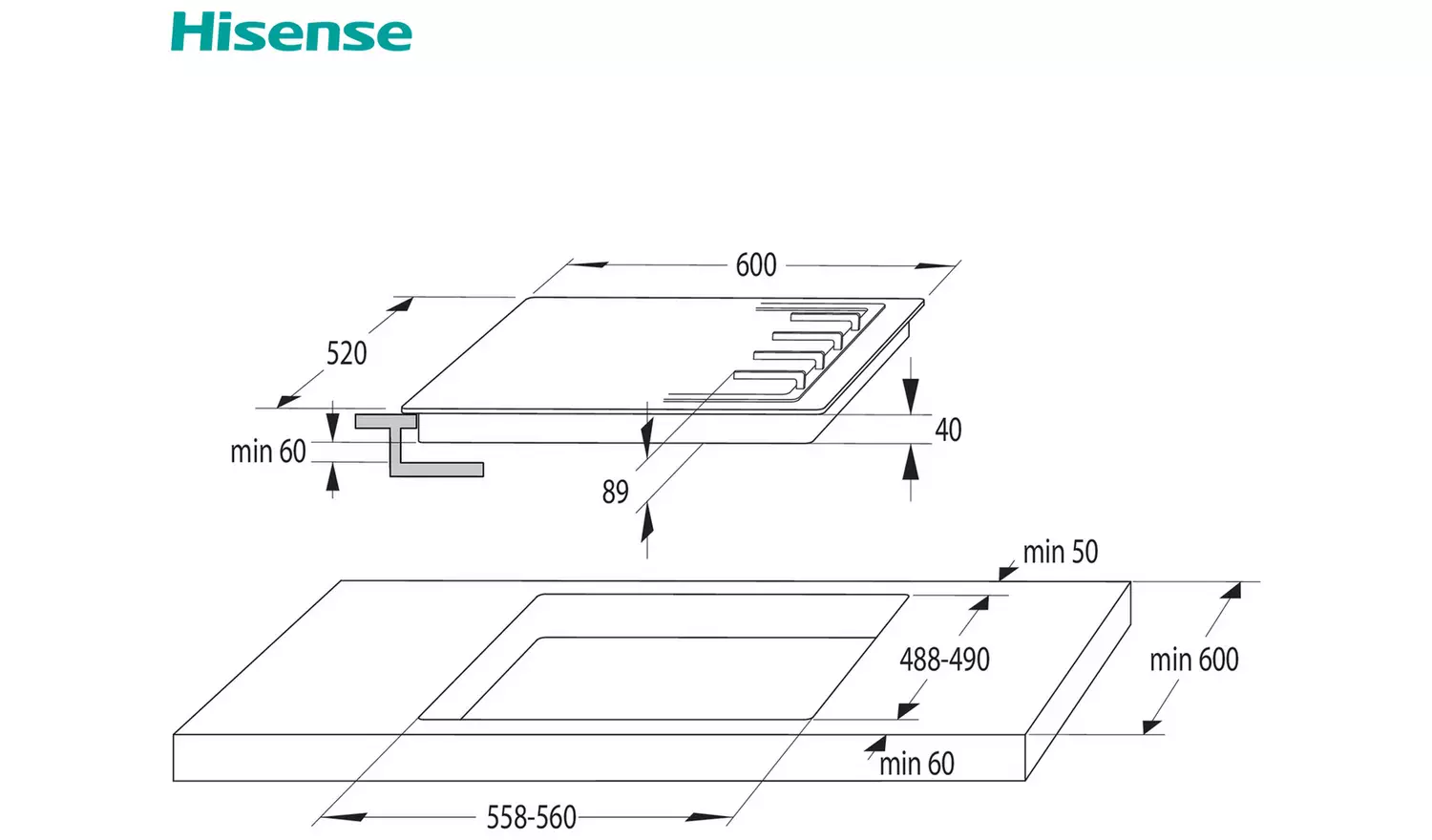 Hisense GM642XHS Gas Hob - Stainless Steel