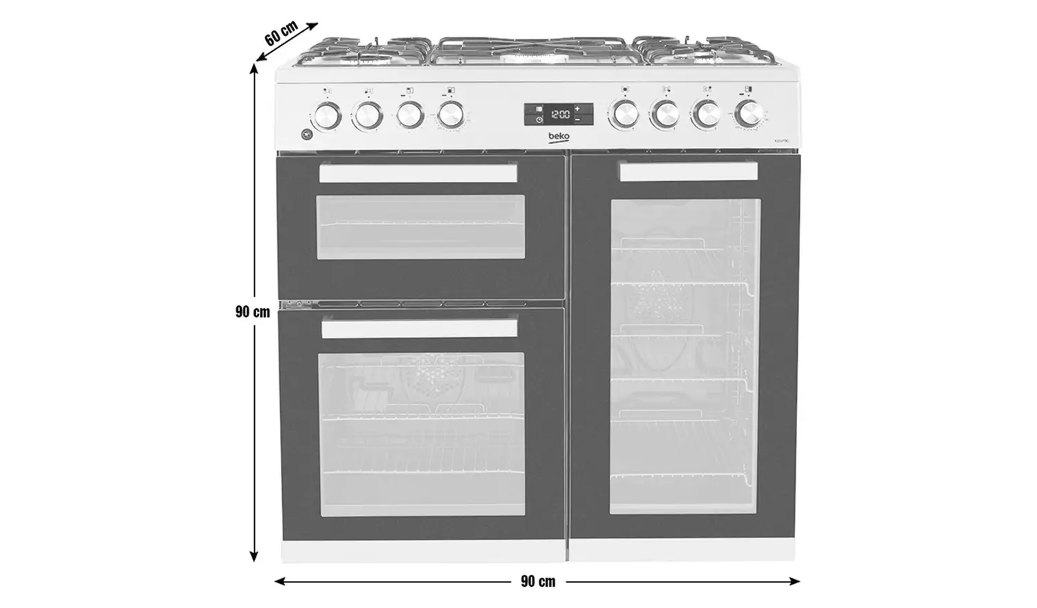 Beko KDVF90X 90cm Dual Fuel Range Cooker - Stainless Steel