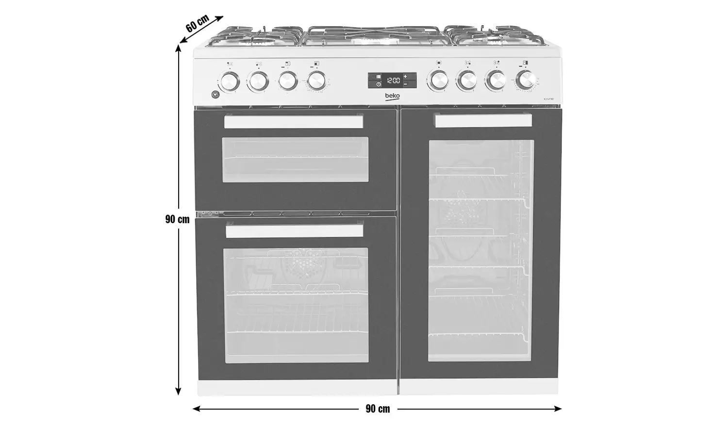 Beko KDVF90X 90cm Dual Fuel Range Cooker - Stainless Steel