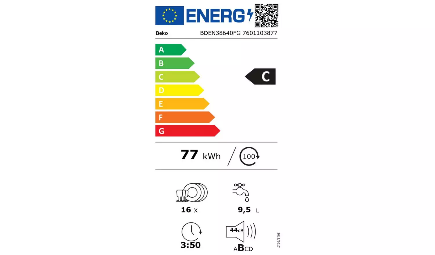 Beko BDEN38640FG Full Size Dishwasher - Graphite
