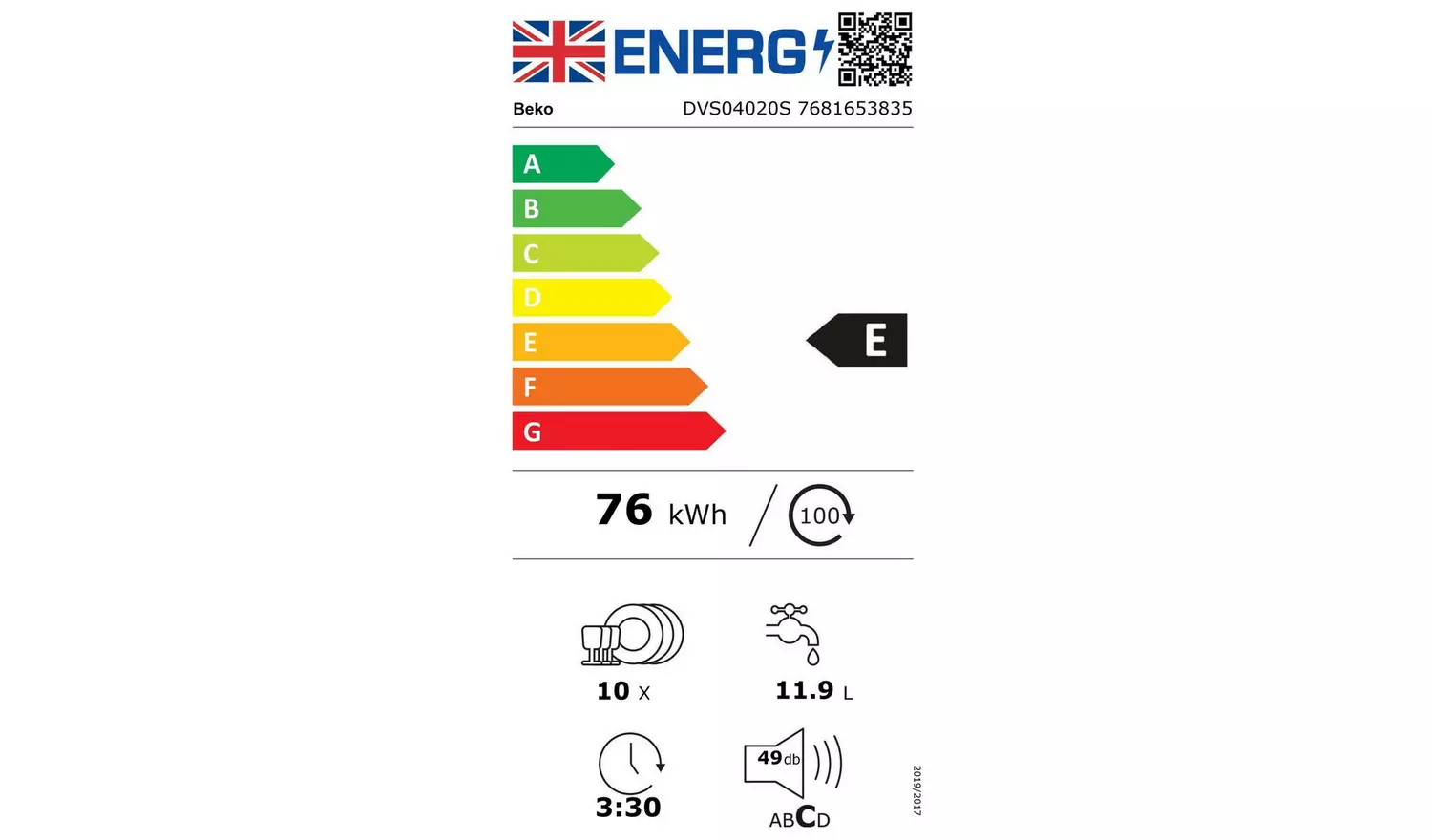 Beko DVS04020S Slimline Dishwasher - Silver