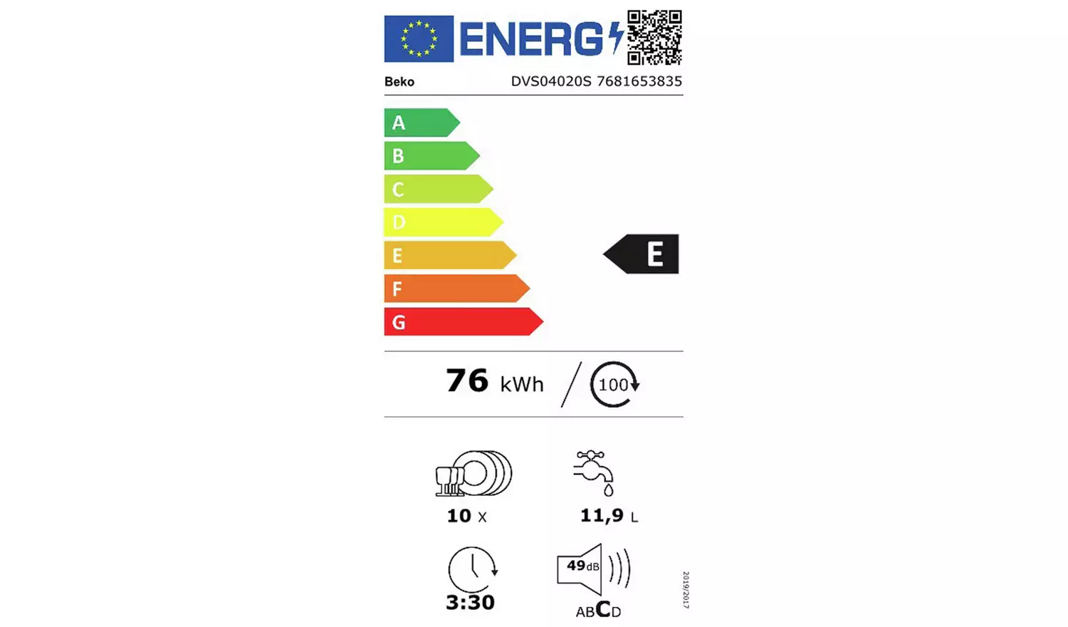 Beko DVS04020S Slimline Dishwasher - Silver