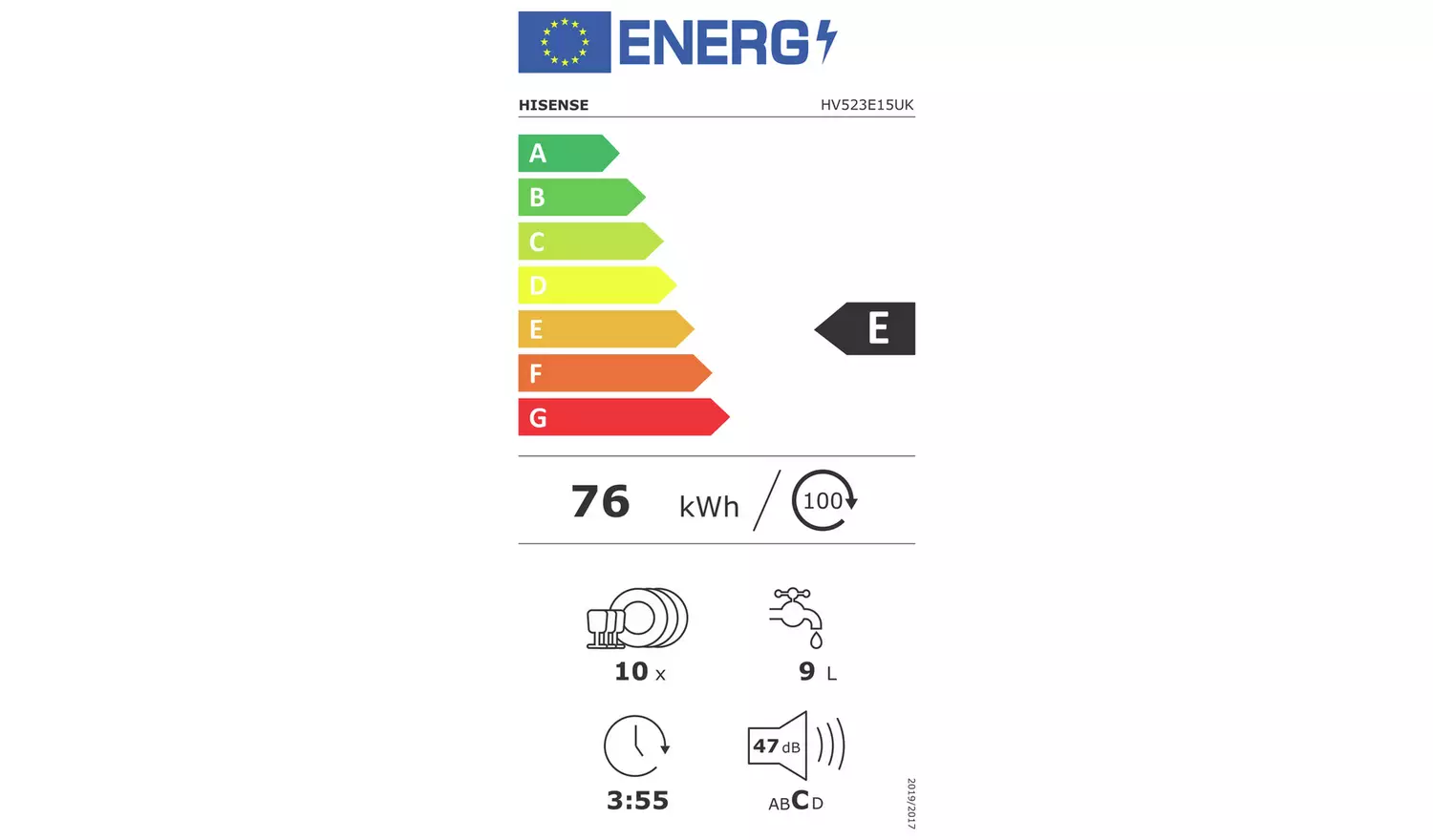 Hisense HV523E15UK Integrated Slimline Dishwasher