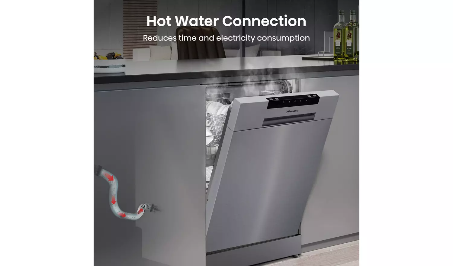 Hisense HS523E15XUK Slimline Dishwasher - Stainless Steel