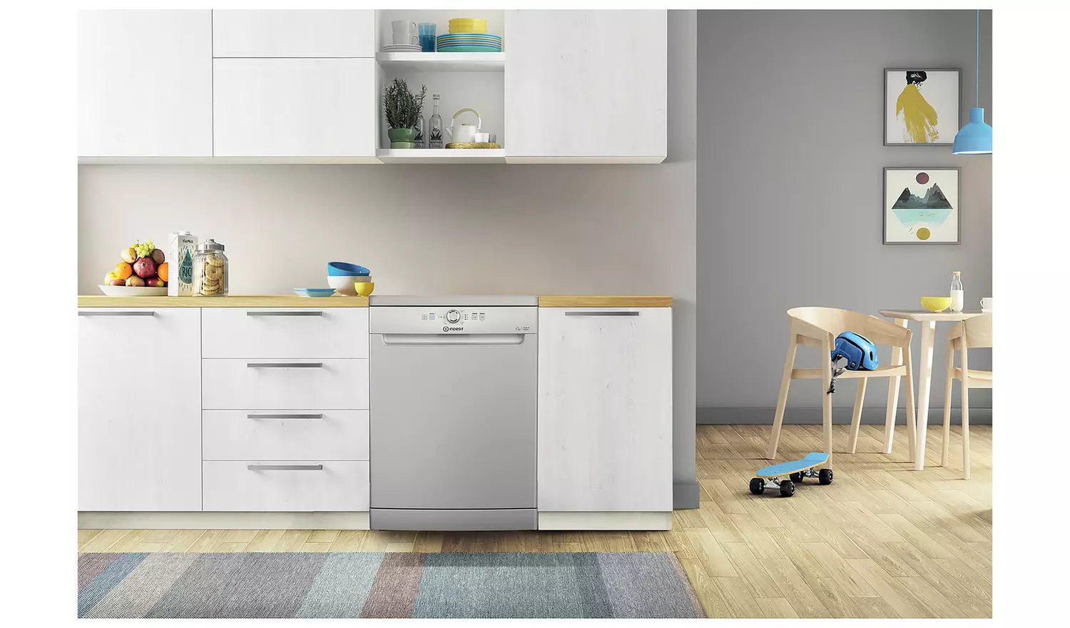 Indesit D2F HK26 S UK Full Size Dishwasher - Silver