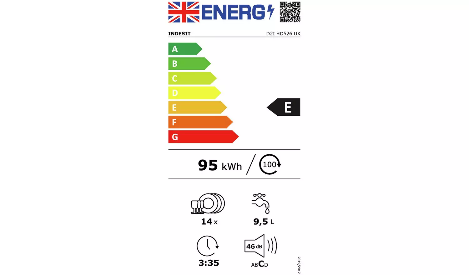 Indesit D2I HD526 UK Full Size Integrated Dishwasher