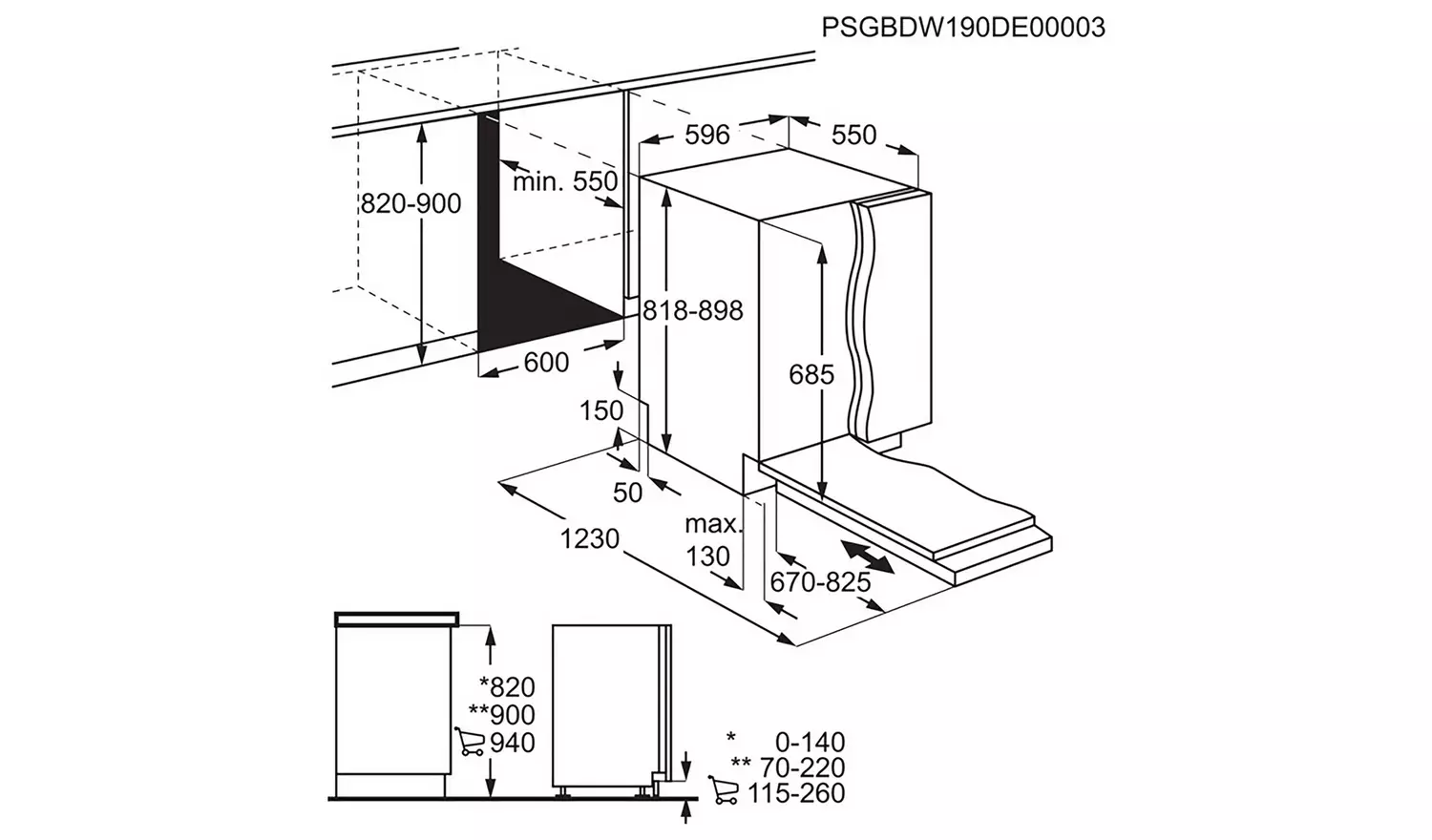 AEG FSE83837P Full Size Integrated Dishwasher