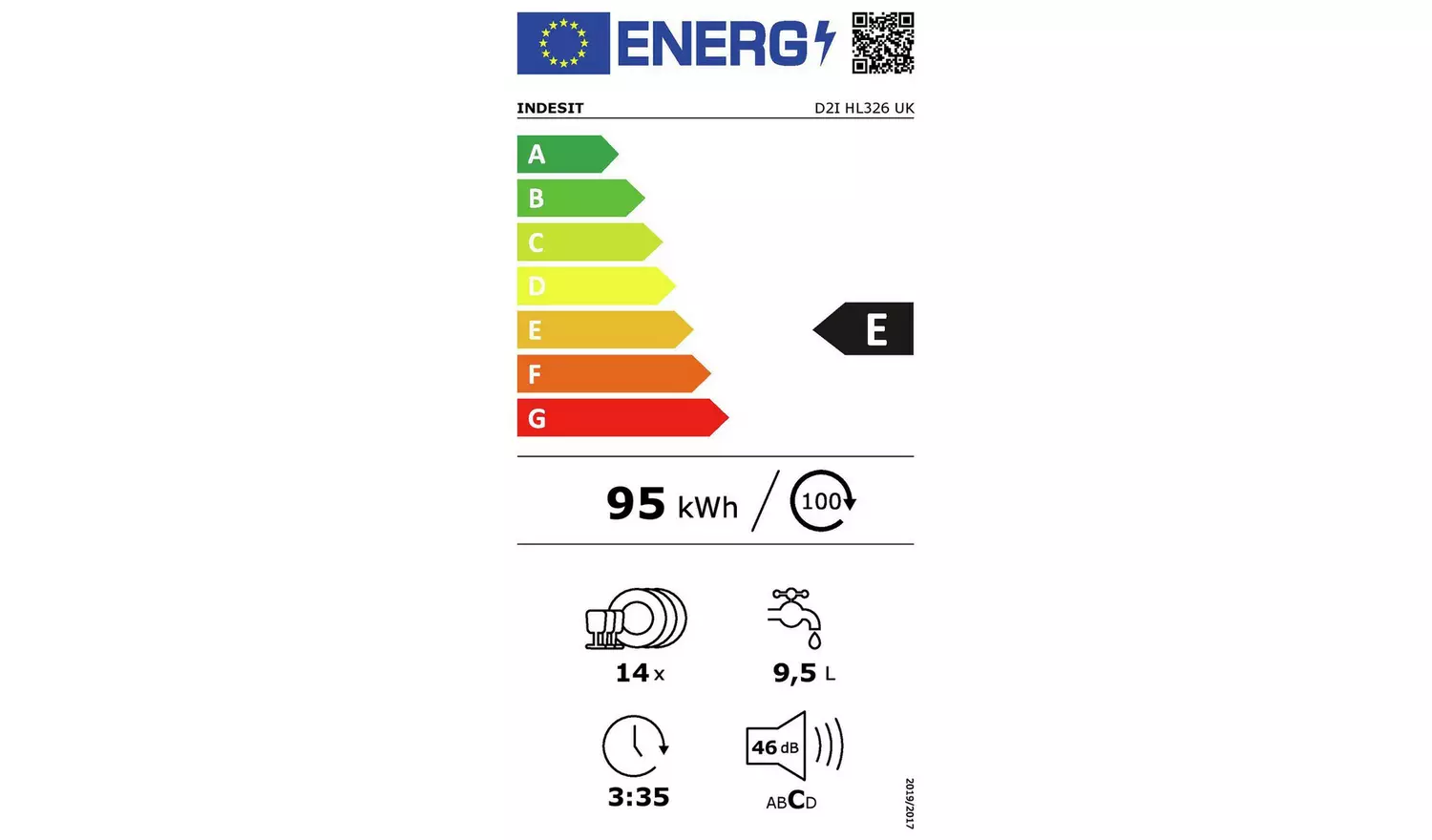 Indesit D2I HL326 UK Full Size Integrated Dishwasher