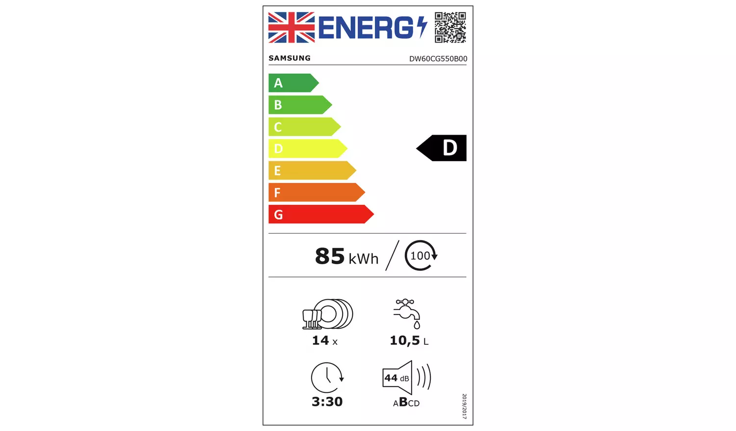 SAMSUNG Series 7 DW60CG550B00 Integrated Dishwasher - White