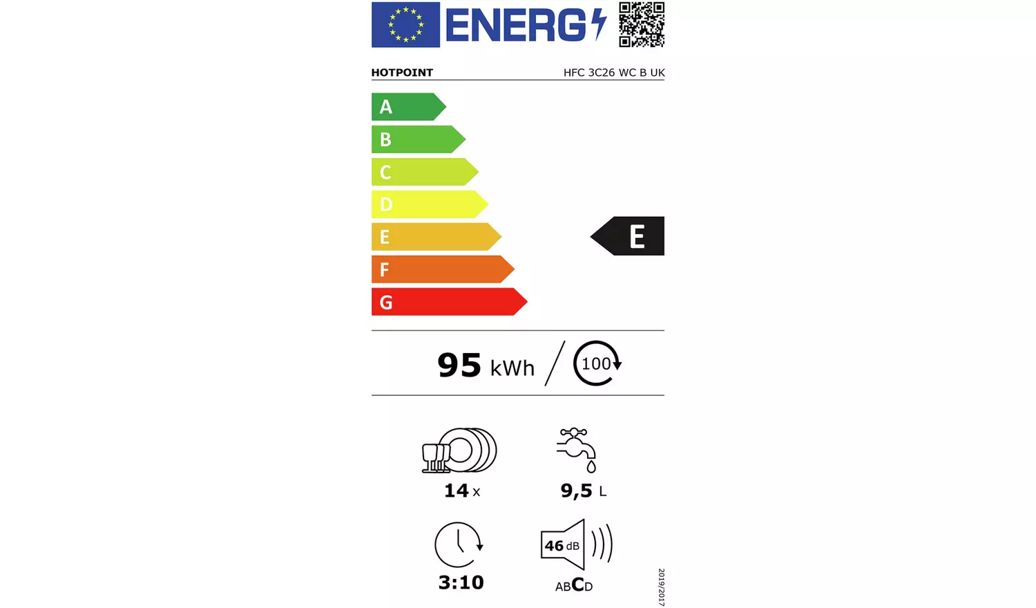 Hotpoint HFC 3C26 WC B UK Full Size Dishwasher - Black