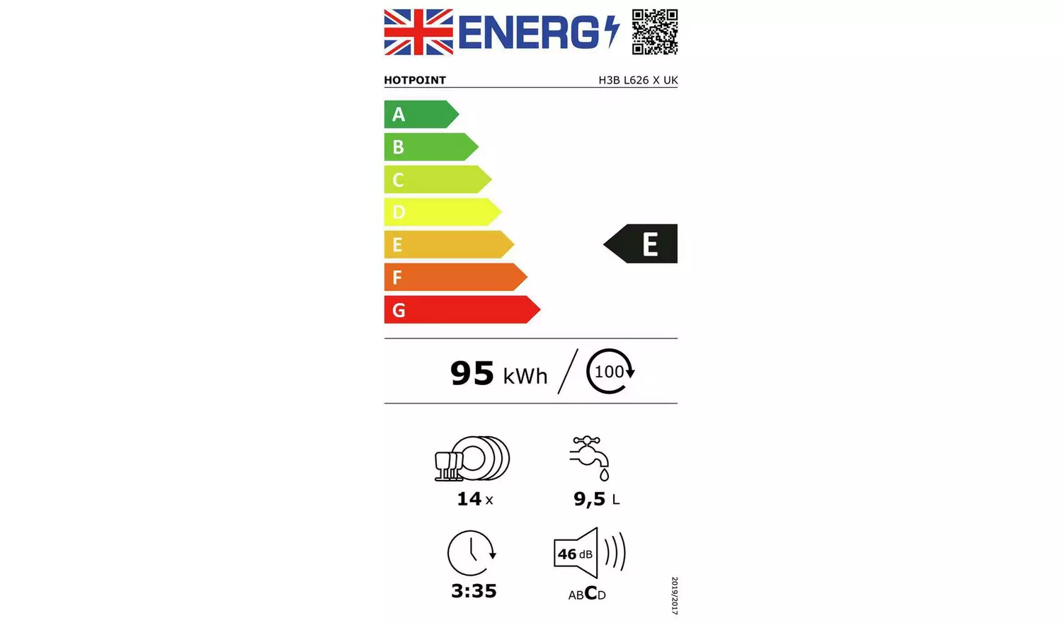 Hotpoint H3B L626 X UK Full Size Dishwasher - Silver