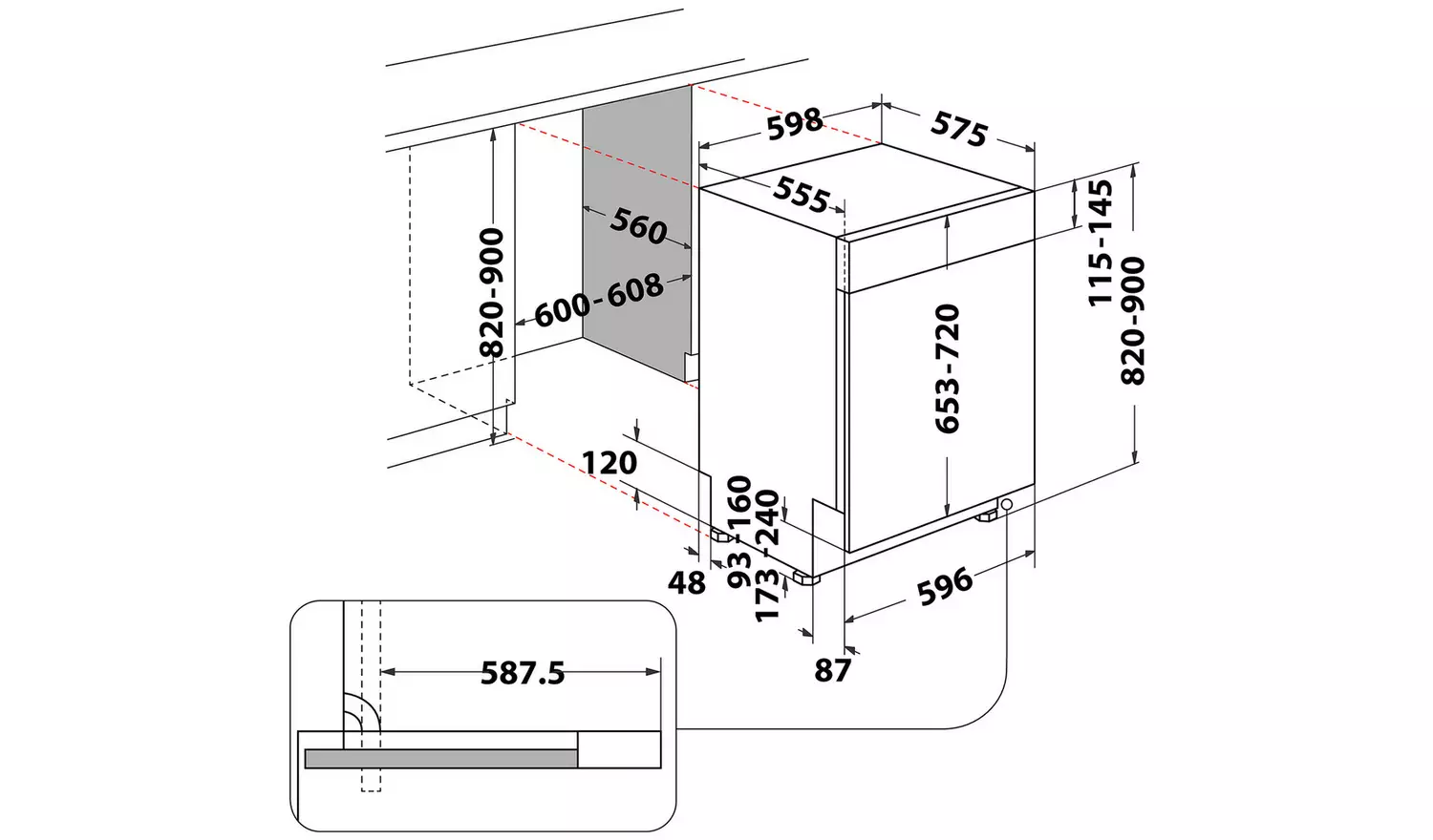 Hotpoint H3B L626 X UK Full Size Dishwasher - Silver