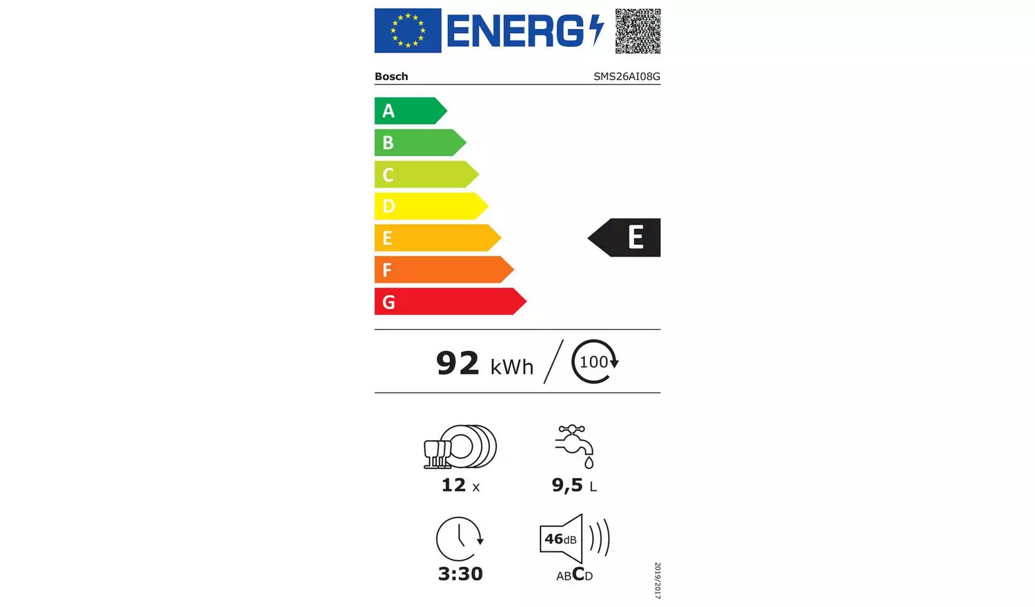 Bosch SMS26AI08G Freestanding Dishwasher - S/Steel