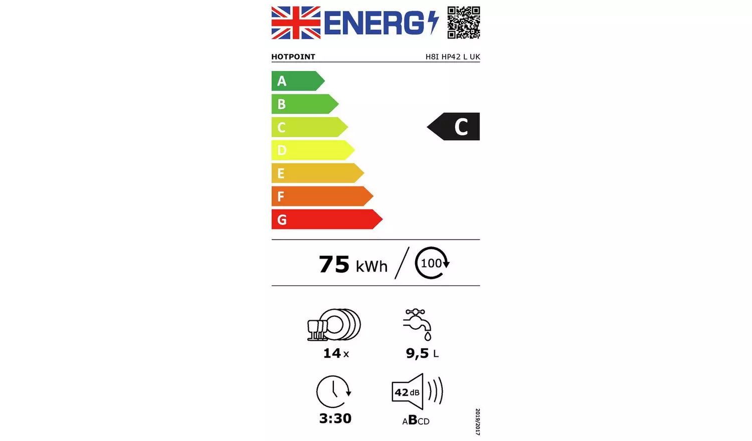 Hotpoint H8I HP42 L UK Full Size Integrated Dishwasher