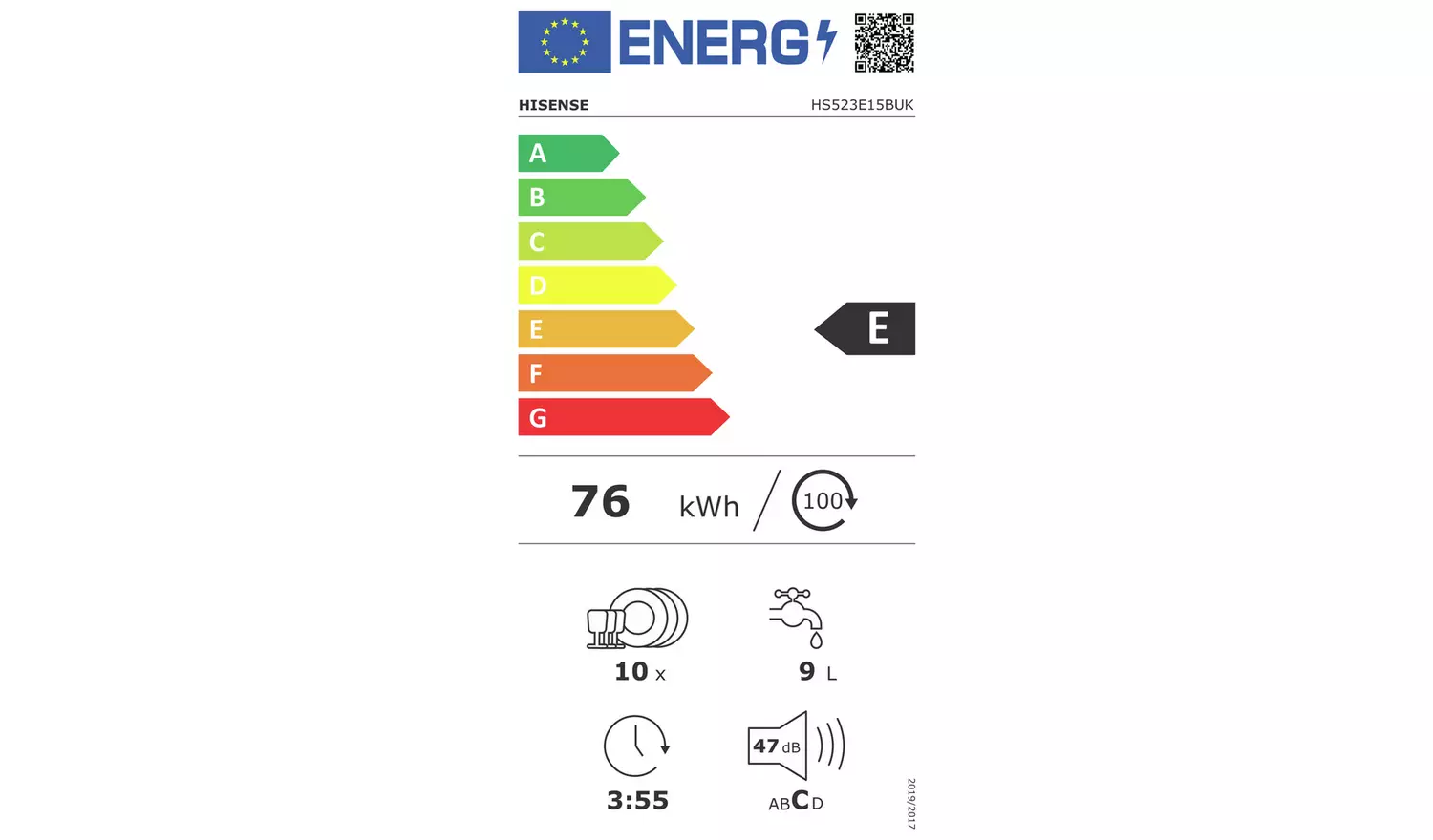 Hisense HS523E15BUK Slimline Dishwasher - Black