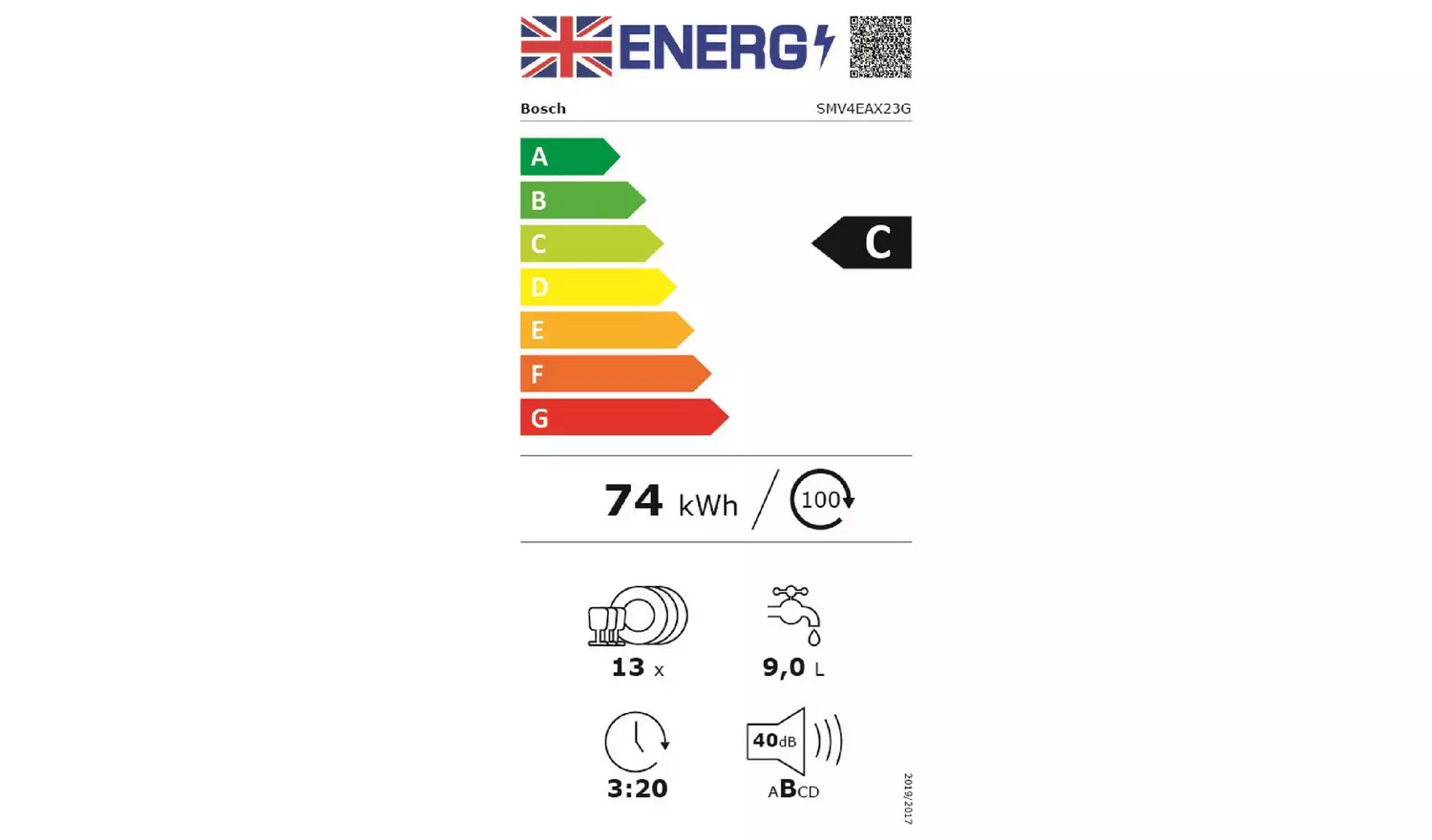 Bosch SMV4EAX23G Full Size Integrated Dishwasher - White